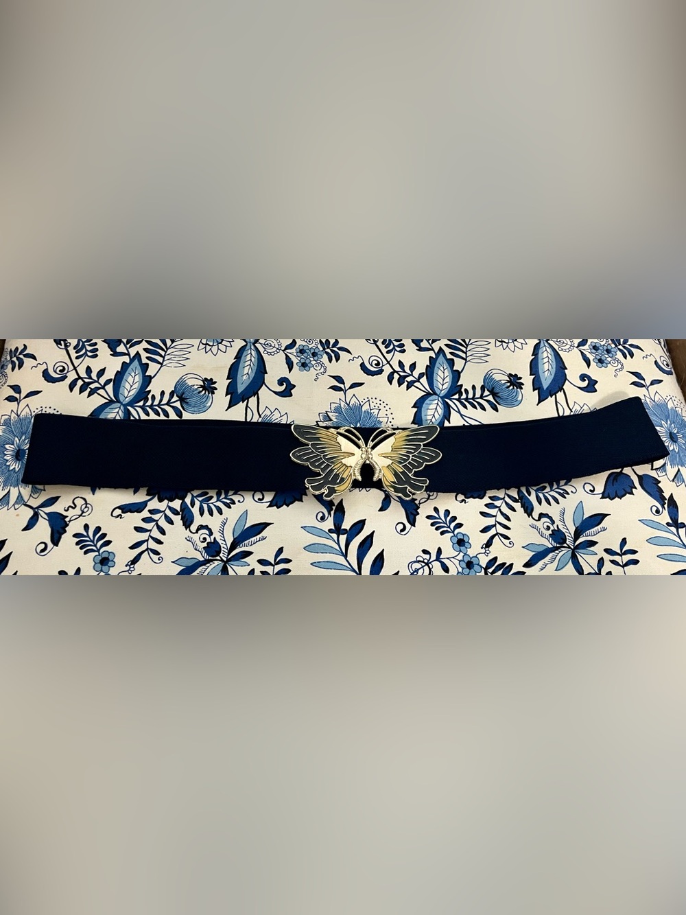 Women's Gold Butterfly Statement Belt - Black Elastic